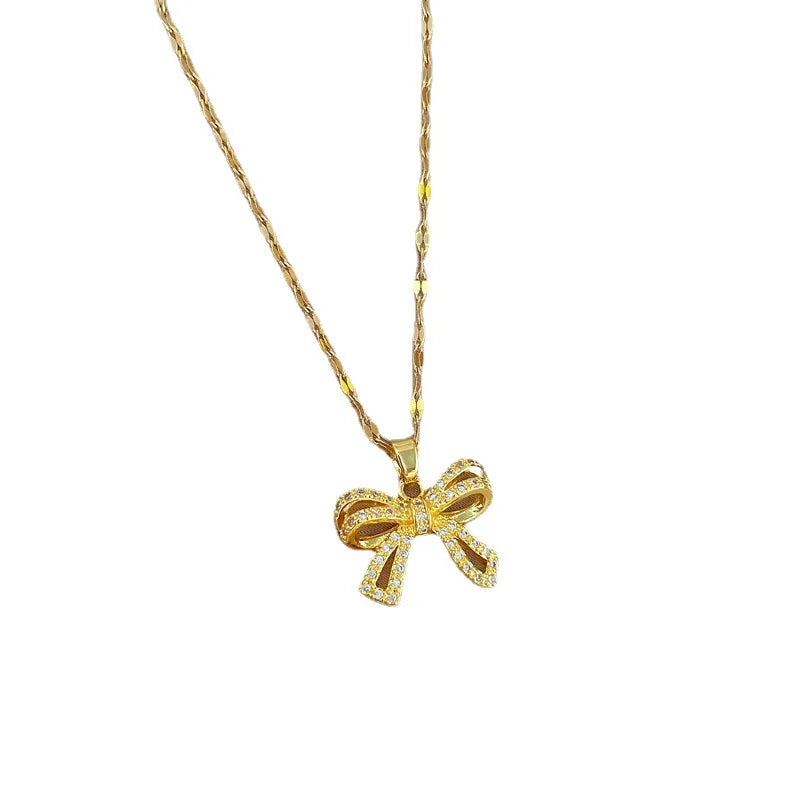 Sparkling Bowknot - Pendant Necklace